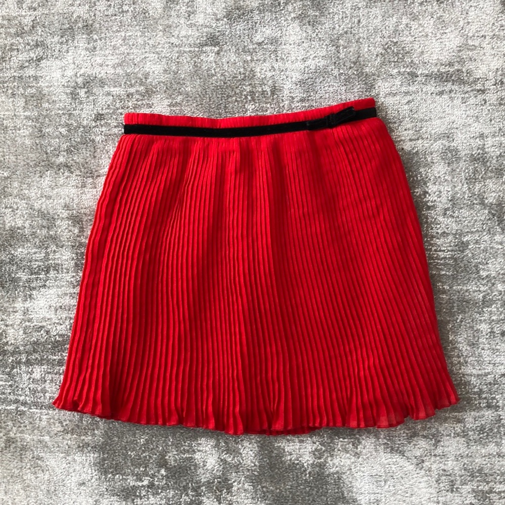 Kate spade pleated red skirt with velvet bow